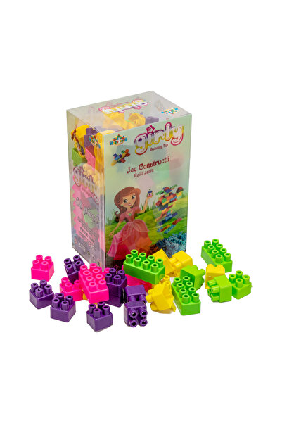 Huby Toys Set cuburi de constructie pentru copii Girly cu 68 piese multicolore