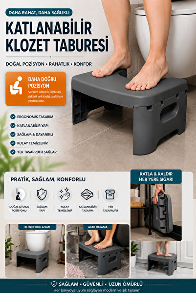 Funny Life Katlanabilir Klozet Taburesi Ergonomik Tuvalet Basamağı Çocuk ve Y...