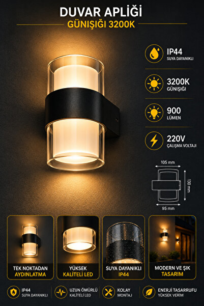 Noas 10 WATT LED DUVAR APLİĞİ - GÜNIŞIĞI