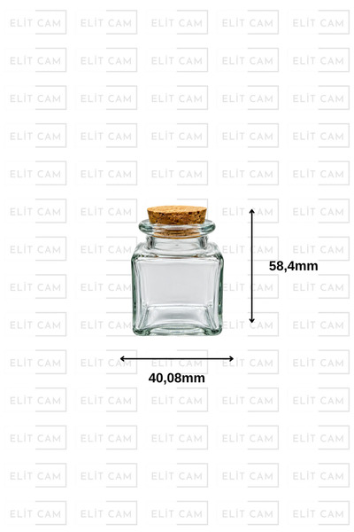 Elitcam 40 CC CAM KARE KAVANOZ MANTAR TIPALI - 40 ML KÖŞELİ KAVANOZ ( 20 ADET )