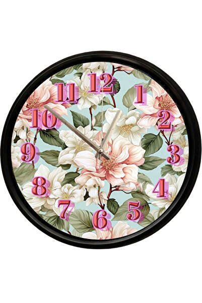Caseras Vintage Floral Pattern Decorative Wall Clock 28 cm Silent Mechanism
