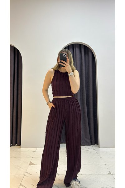 MERVENS Ruffled Crop Pants Set
