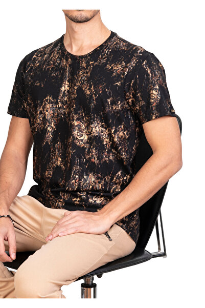 Mondo Karışık Baskılı Siyah T-Shirt