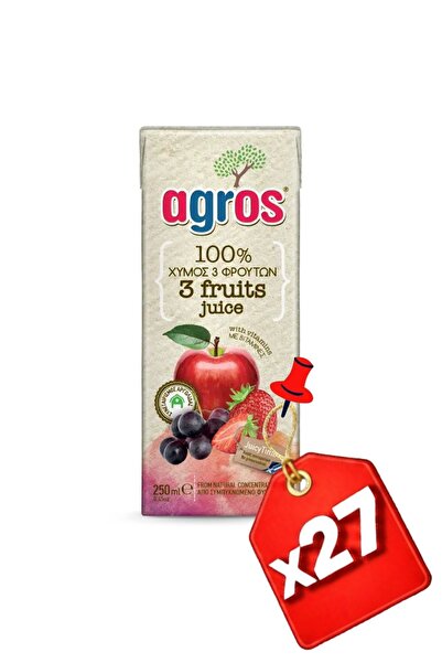 Agros 27x 3 FRUCTE mere struguri căpșuni 100% 250 ml