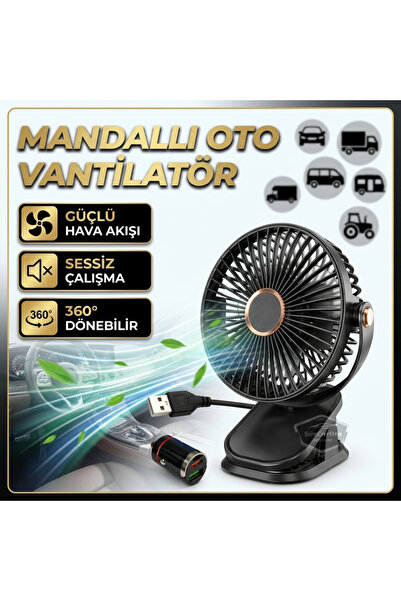 caralp Mandallı Oto Ofis Araç İçi Torpido Üstü Vantilatör USB ve Çakmak Giriş...
