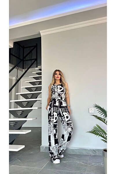Bella Belluci طقم علوي وسفلي بدون أكمام مزين بالحجارة