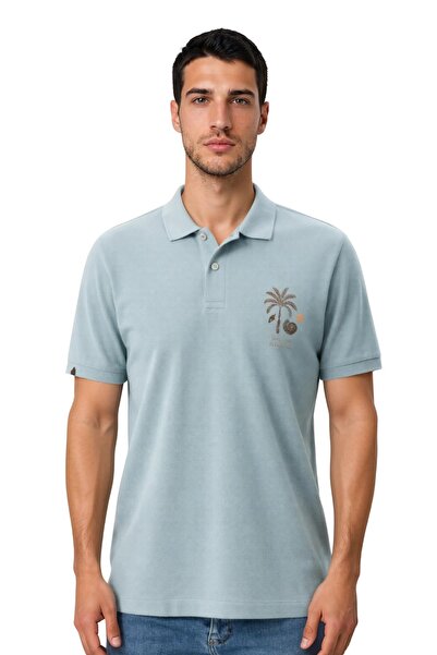 Arma Ar-Ma Men's Polo Collar T-Shirt Picture Printed Knitted Fabric Regular F...