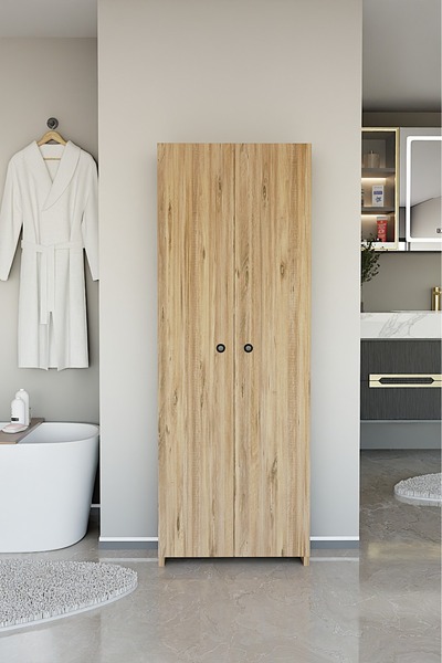 alpaevmobilya Çok Amaçlı 2 Kapaklı 5 Raflı 150 Cm Banyo Dolabı Organizer Düze...