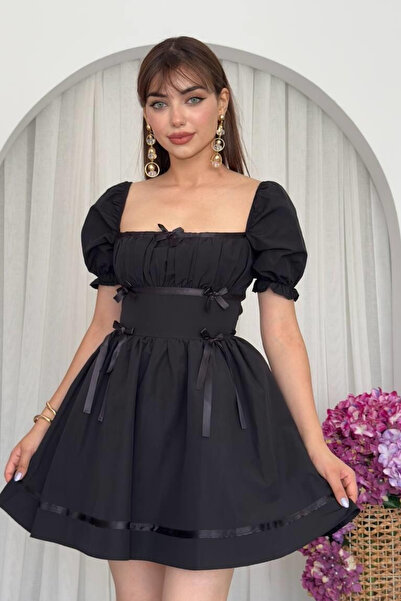 Clothes Fast Μίνι φόρεμα με τετράγωνο λαιμόκοψη και φουσκωτά μανίκια, με λεπτ...