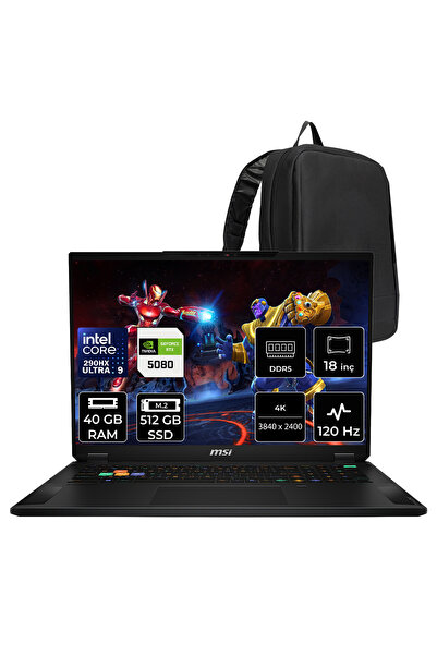 MSI Stealth 18 HX Intel Core Ultra 9-290HX Plus RTX 5080 16GB 150W 40GB RAM 5...