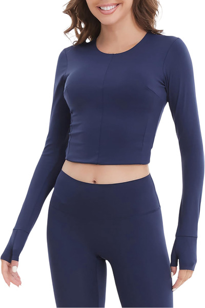 OEM Tricou Sportiv Dama Fitness Mâneci Lungi Respirabil Bleumarin M