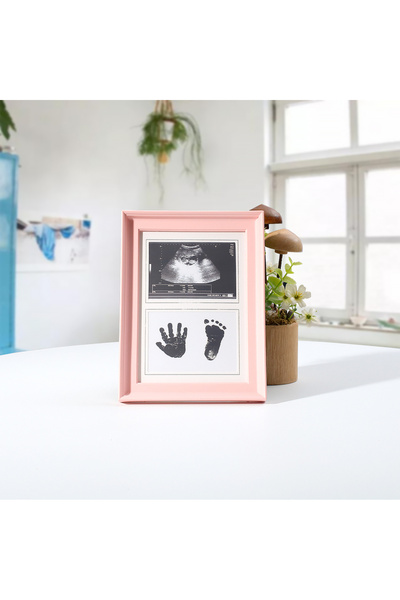 OEMS Memorial baby footprint frame with place for sonogram picture - pink