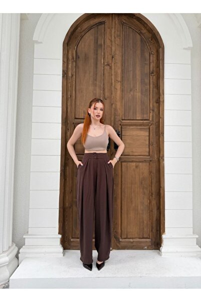 LİNALP Women's High Waist Relaxed Fit Palazzo Pants