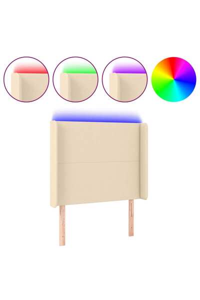 vidaxl Tăblie de pat cu LED, crem, 93x16x118/128 cm, textil
