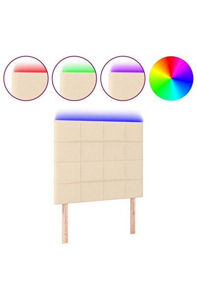 vidaxl Tăblie de pat cu LED, crem, 100x5x118/128 cm, textil