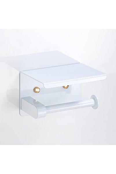 OEM Suport adeziv pentru hârtie igienică cu raft, din oțel, elegant, alb