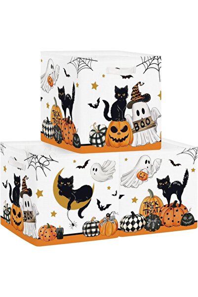OEM Set de 3 recipiente pentru jucării Halloween Coș din material 30x30x30 cm