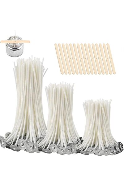 The Bros Candle Wick Smokeless 150pcs Bulk Natural Wick with 15pcs Wooden Candle