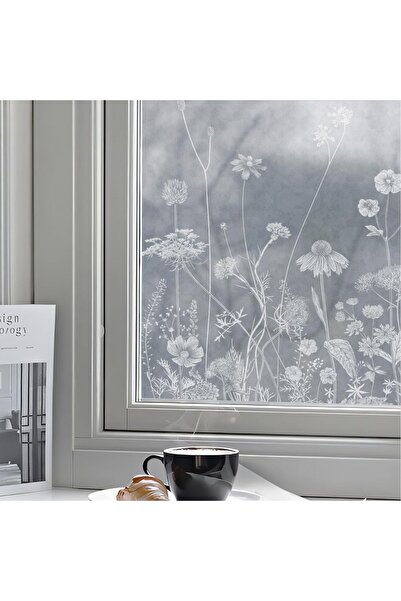OEM Folie pentru geamuri decorativă cu flori lapte albă 120x58 cm