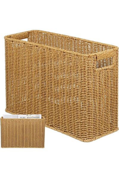 OEM Coș de organizare împletit, , retro, decorativ, bej, 38x26x15 cm