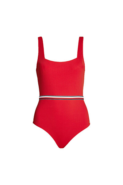 Tommy Hilfiger Costum de baie întreg de damă cu dungi globale și decolteu păt...