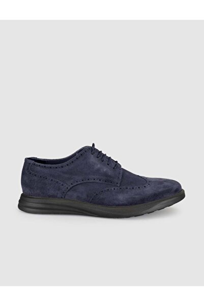 Cabani Navy blue suede genuine leather men's oxford shoes