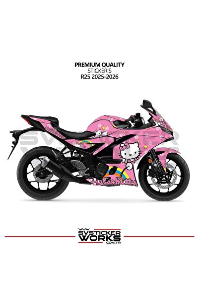 ARONA YAMAHA R25 Hello Kitty Kaplama Sticker Motor Kaplama Modeli Hazır Kit 2...