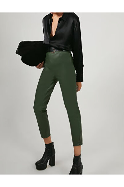 Evendi Pantaloni imitatie de piele, Verde