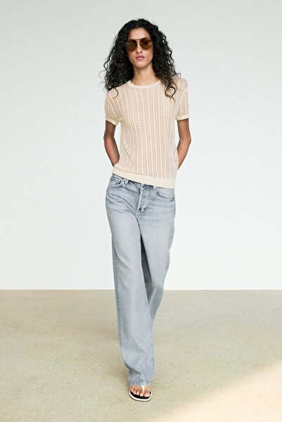 Massimo Dutti Kısa kollu ajurlu triko top