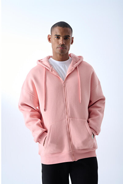 jaceyjace Fermuarlı Basic Kapüşonlu Sweatshirt