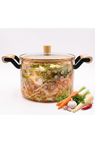 AUROV AV Oală din sticlă borosilicată, termorezistentă, cu capac și mâner din...