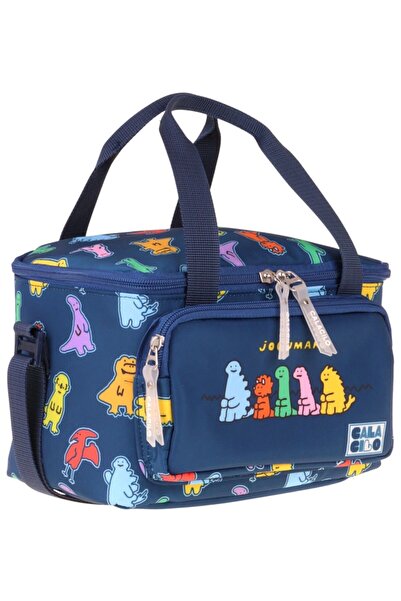 CalaCilo Two-Compartment Thermo School Lunch Bag - Joguman Printed Navy Blue ...