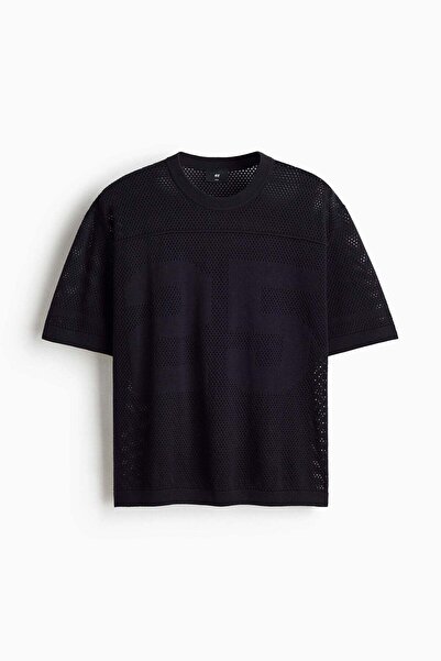 H&M Relaxed Fit Boxy hole-knit T-shirt