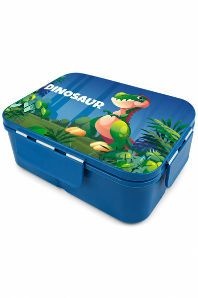 Noki Kids Plastik Lunch Box Lacivert / Yeşil Taşıma Kulplu Beslenme Kabı