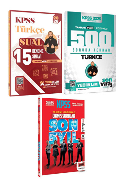 Yediiklim Yayınları KPSS 2026 Yusuf Bayraktar Türkçe Sual 15 Deneme+ Son Vira...