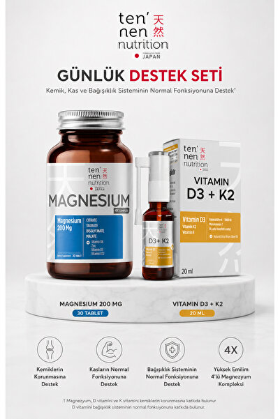 Tennen Nutrition Günlük Destek Seti 1 (Magnezyum + D3K2 Vitamini)