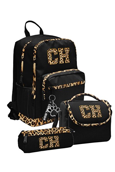 Coral High Black Brown Leopard Ch Patterned Girls' Primary and Secondary Scho...