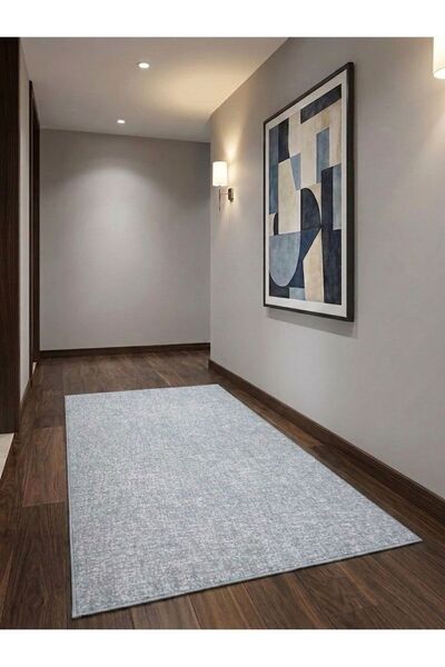 NaRStore Home Düz Desen Gri Yıkanabilir Kaymaz Taban Kesme Halı Yolluk