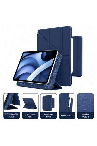 EHZ TEKNOLOJİ iPad A16 2025 / iPad 10. Nesil 2022 Uyumlu Manyetik Kılıf Kalem...