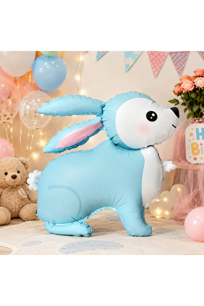 DODOMAR Blue Retro Rabbit Foil Balloon 60X59 cm Birthday Baby Shower Party Or...