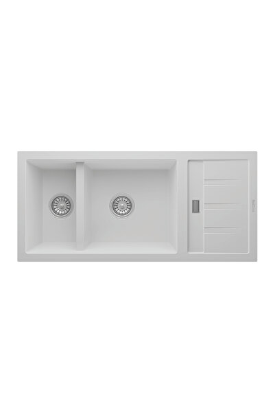 RealStone Artemis P024 Damlalıklı Granit Evye Çift Göz Mutfak Evyesi - P024 A...