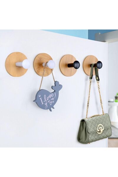 Arabest 4-Piece Solid Wooden Coat Hooks,Wall Adhesive,Heavy Duty,for Coats,Cl...