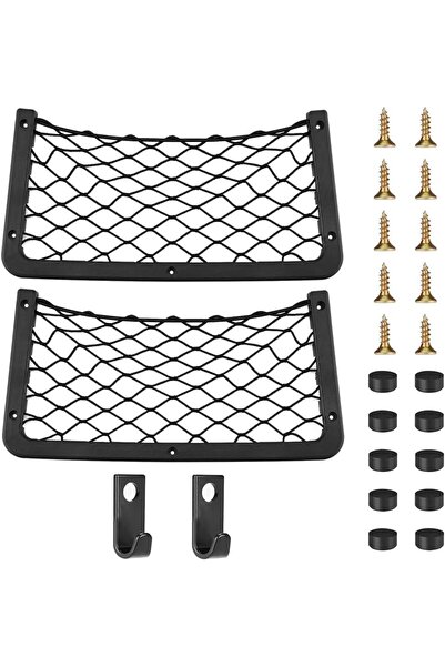 Arabest 2-Piece Car Net Pocket,ABS Plastic Frame,Cargo Mesh Holder,RV Wall Bo...