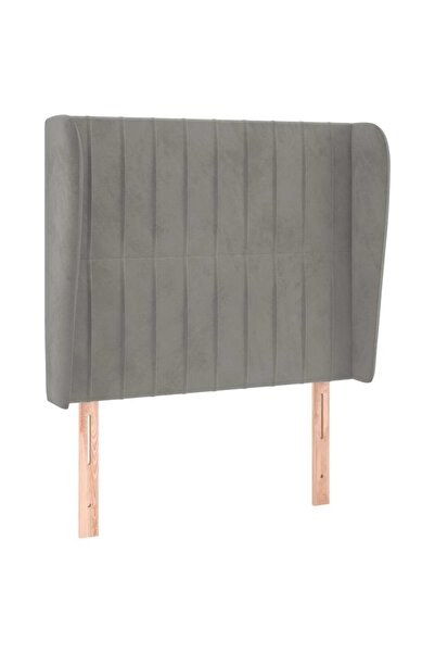 vidaxl Tăblie de pat cu aripioare gri deschis 83x23x118/128 cm catifea