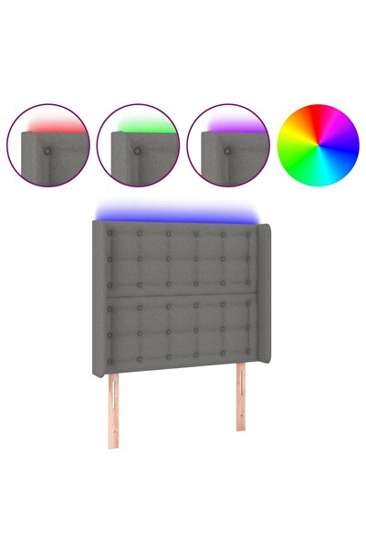 vidaxl Tăblie de pat cu LED, gri închis, 83x16x118/128 cm, textil