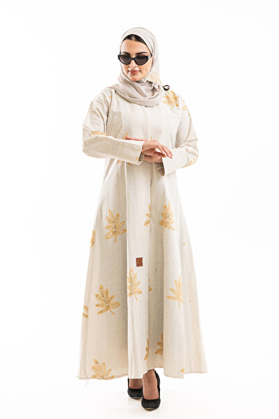 Hasnaa Abaya Nur Abaya with Gold Embroidery Inserts