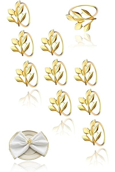 The Bros 10 Pcs Gold Leaf Napkin Rings, Leaf Napkin Rings for Elegant Wedding...