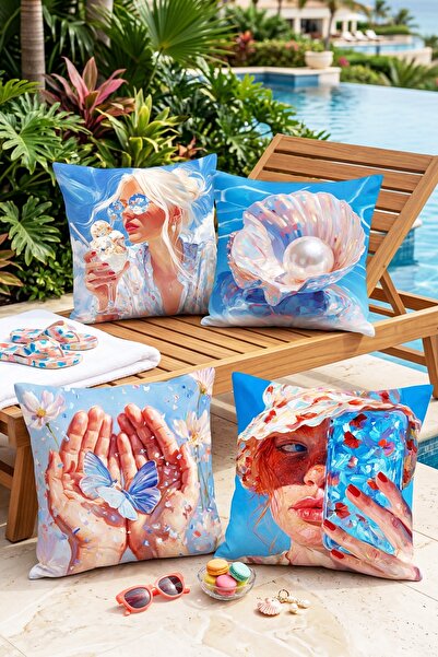 EVPANYA Set de 4 huse de pernă cu model pentru fete, cu perle