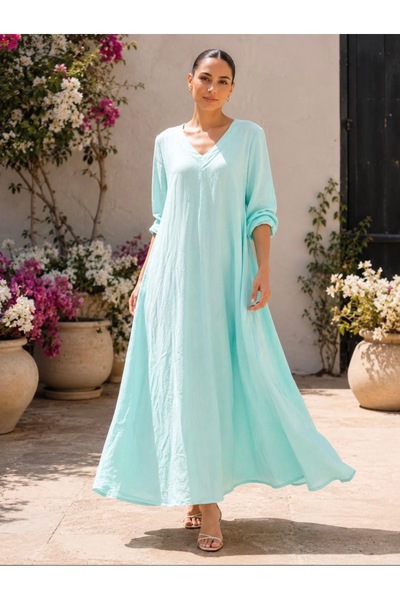 yusracollectionn Super Flattering Italian Linen Maxi Dress – Fits up to Size 46