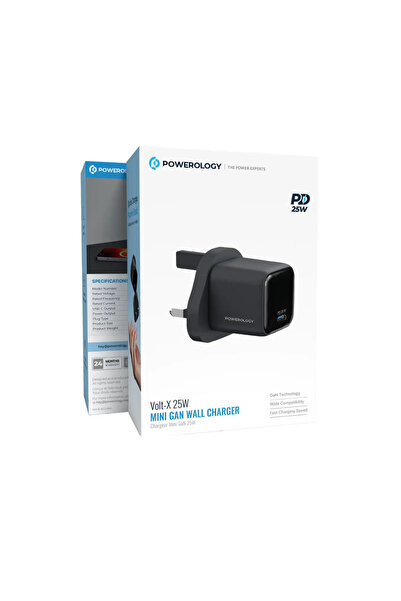 Powerology Volt-X 25W Mini Gan Wall Charger Chargeur Mini Gan 25W Black